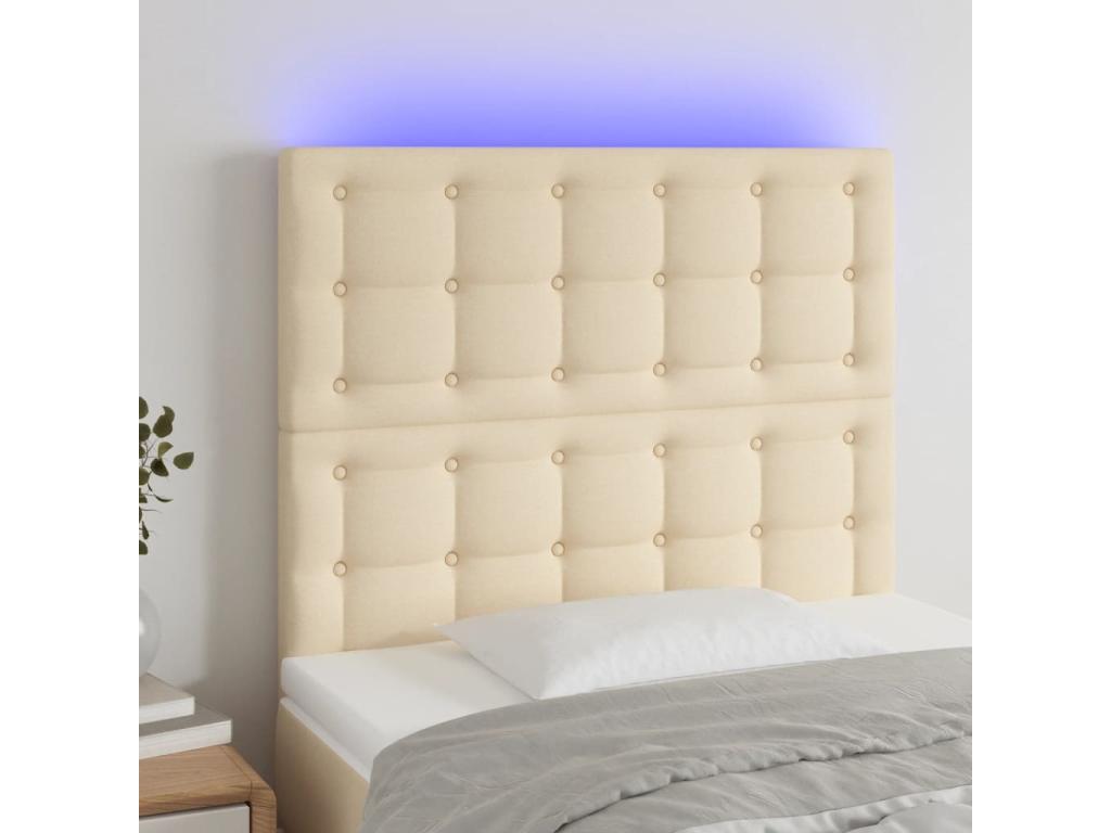 Tête de lit à LED Crème 80x5x118/128 cm Tissu HQWO40654
