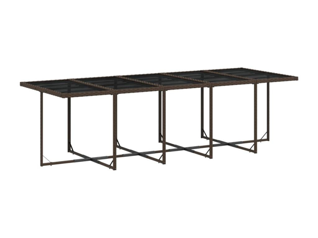 Ensemble à manger de jardin et coussins 11 pièces marron rotin AAGJ50058