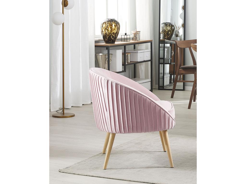 Fauteuil Dekonao Velours Rose VKEJ32617