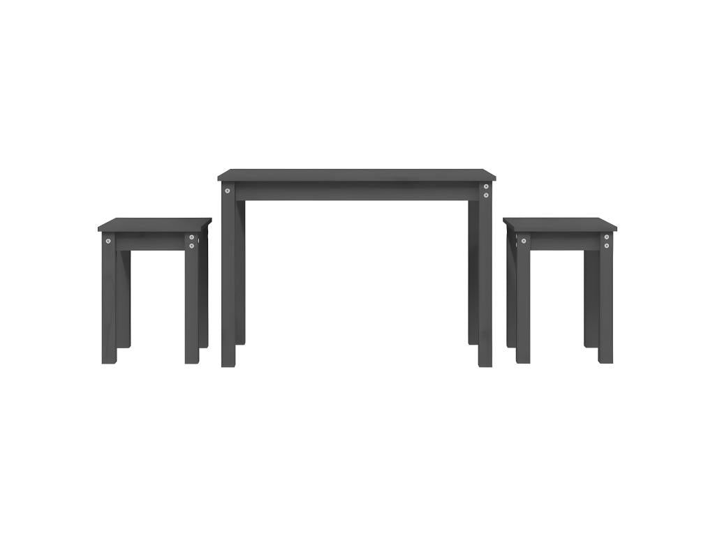 Tables gigognes 3 pcs Gris Bois de pin massif HLLS55956