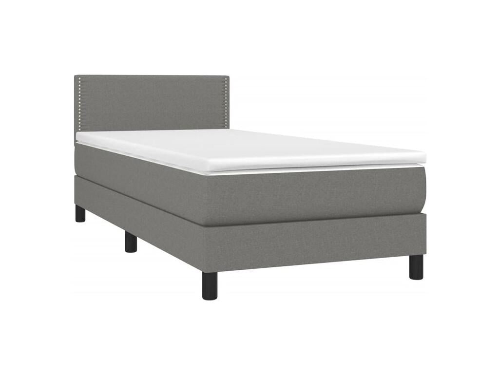 Sommier à Ligniva de lit et matelas et LED Gris foncé 100x200 HJNS28869