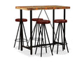 Ensemble de bar 5 pcs Bois massif recyclé et cuir véritable VRBH03238