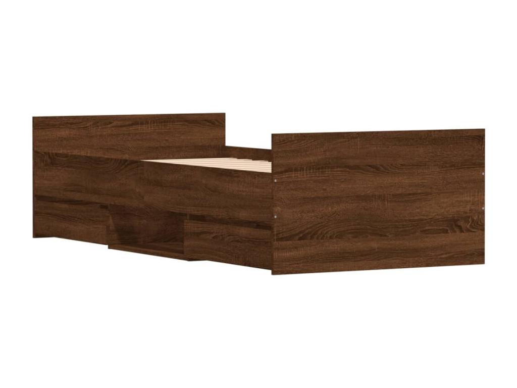 Cadre de lit tête de lit et pied de lit chêne marron 90x190 KEOD76344