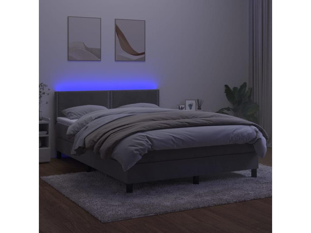 Sommier à Dekonao de lit avec matelas LED Gris clair 140x190 EZNR41886
