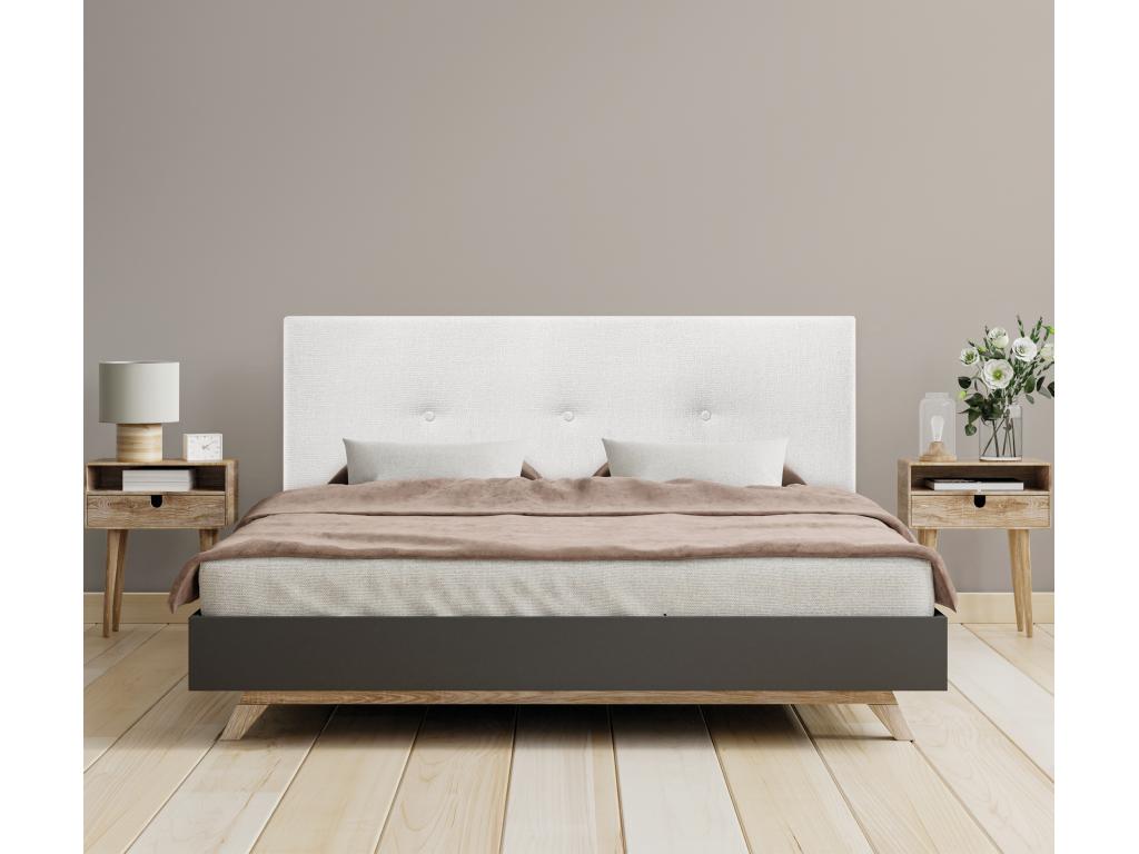 Dekonao Tête de lit en laine naturelle avec Boutons 145x50cm Lits 135/140 - Blanc CWBN96657