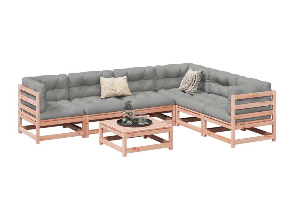 Salon de jardin 7 pcs et coussins bois massif sapin de Dekonao GPJQ12813