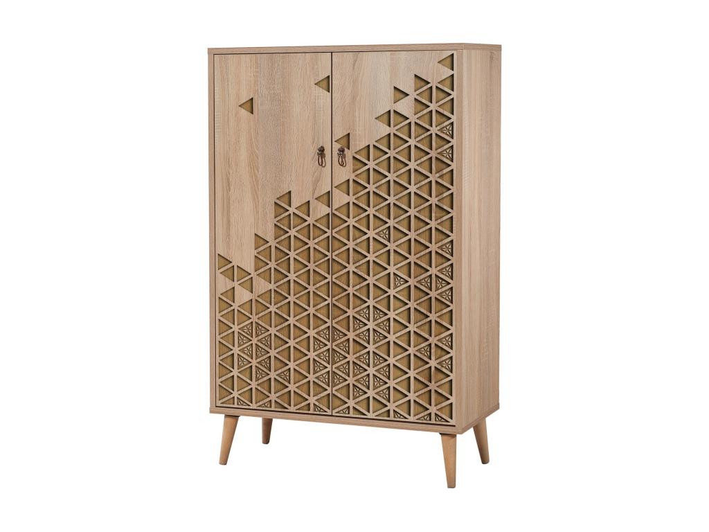 Commode haute 2 portes en bois clair Dekonao 120 TGNT39235