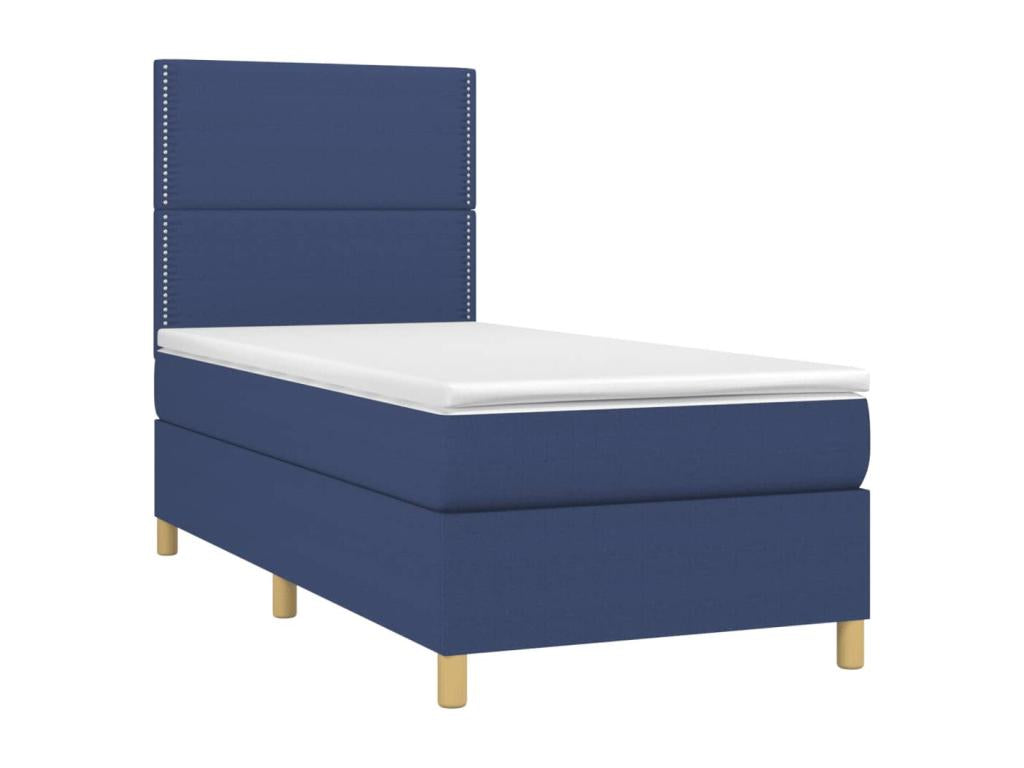 Sommier tapissier avec matelas et LED Bleu 80x200cm Tissu XRNM41515