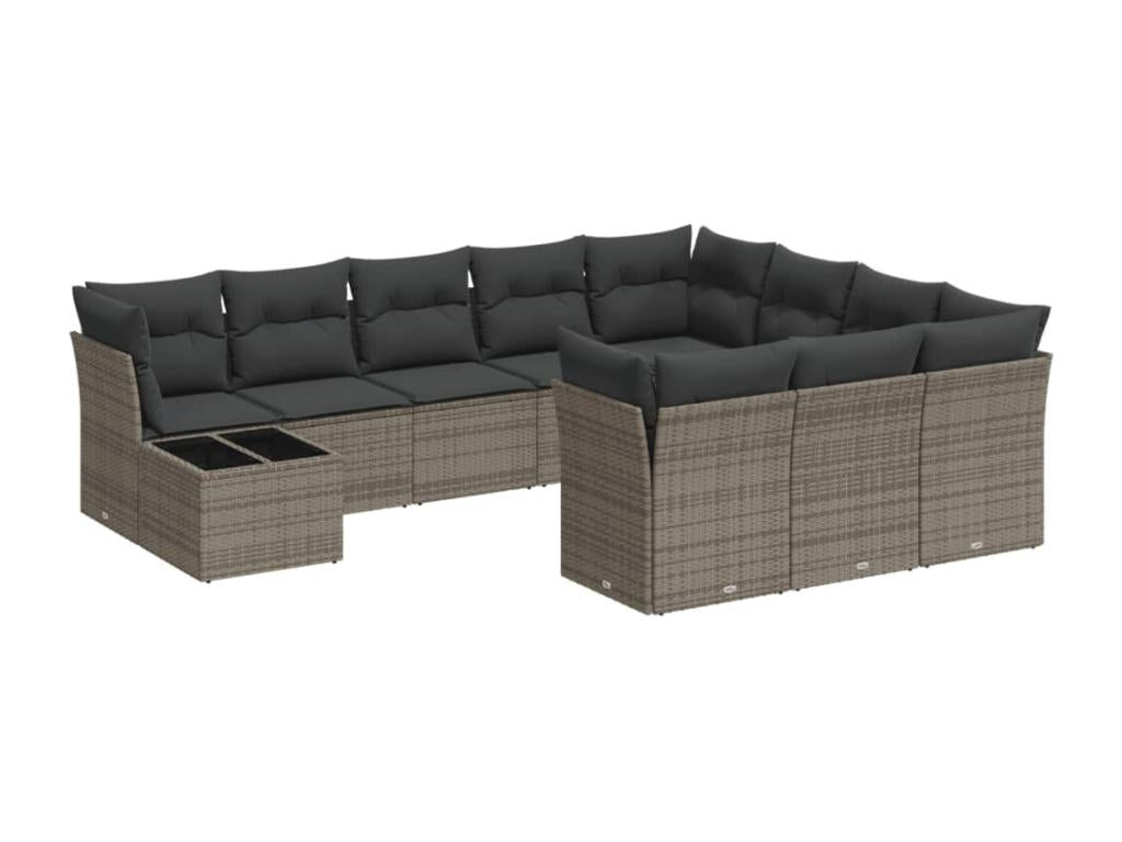 Salon de jardin 11 pcs avec coussins gris résine tressée UYAD21637