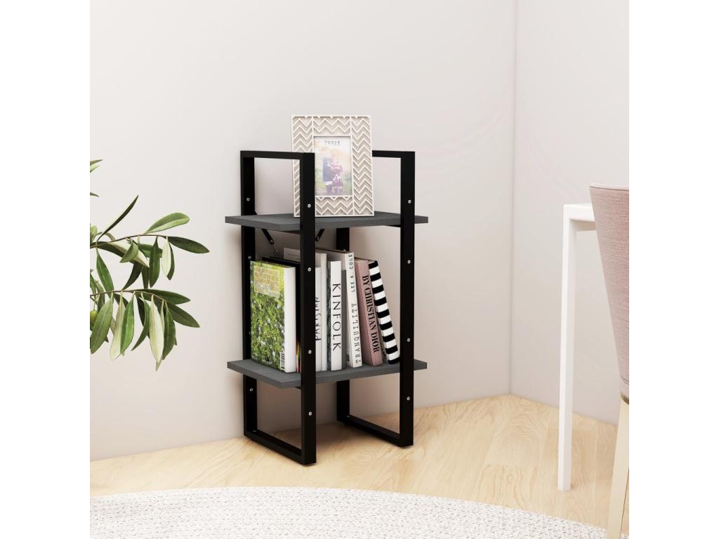 Bibliothèque à 2 niveaux Gris 40x30x70 Bois de pin massif MEJZ55108