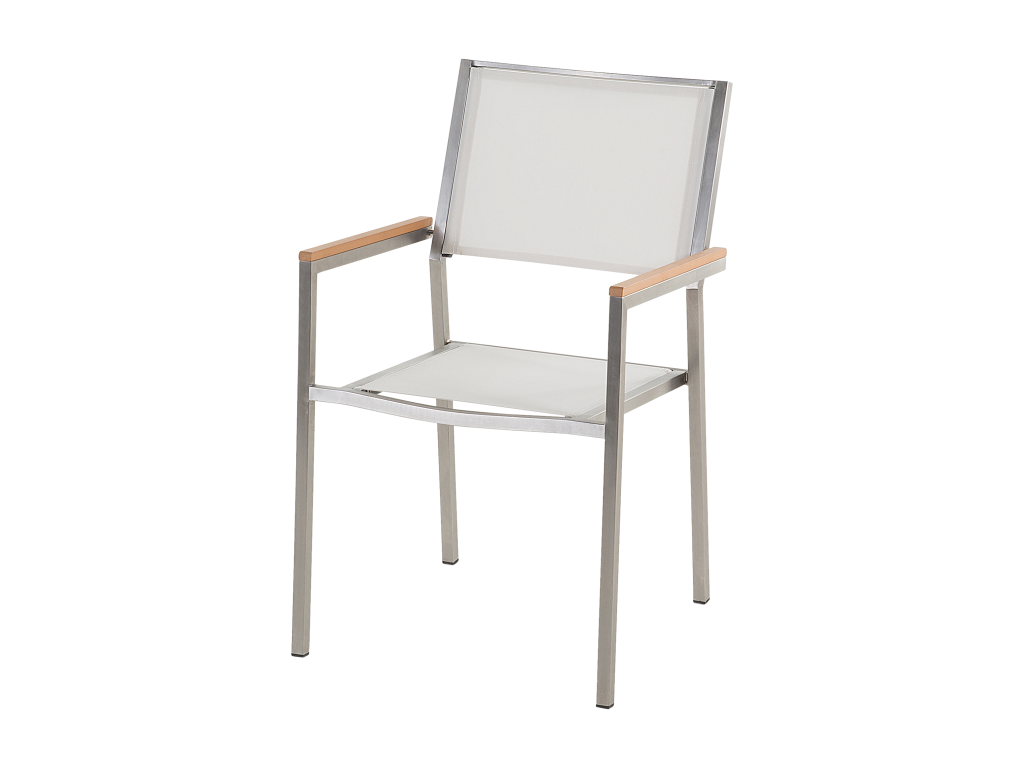 Lot de 6 chaises de jardin Dekonao Acier inox Blanc VXVV14008