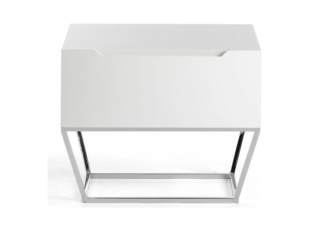 Table d'appoint design 1 tiroir laqué et pieds acier chromé Nobellea-Couleur Tangerine FDLI27022