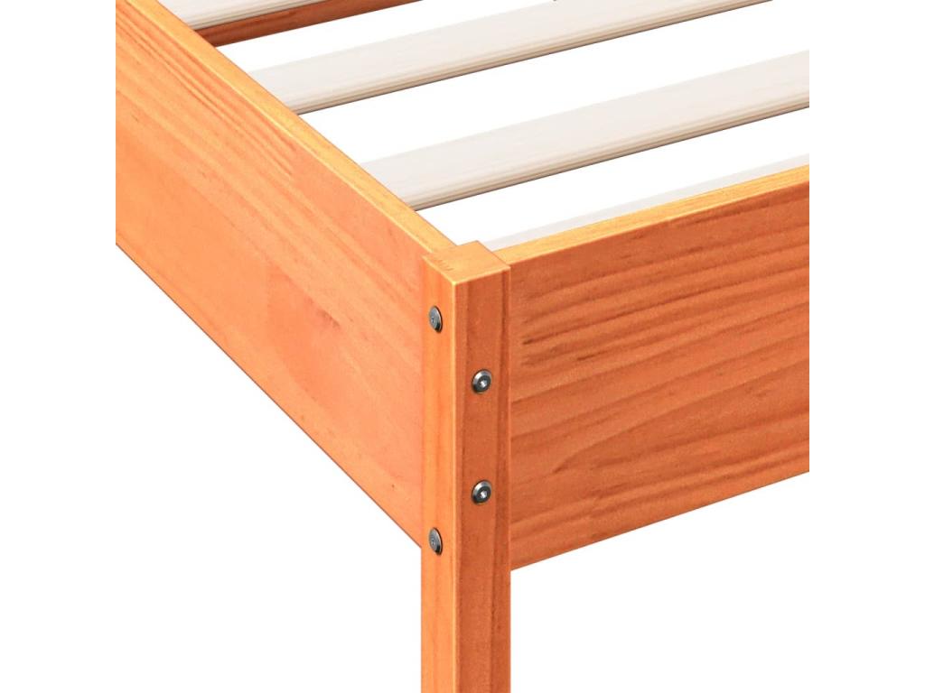 Cadre de lit sans matelas cire marron 200x200cm bois pin massif SHDV39884