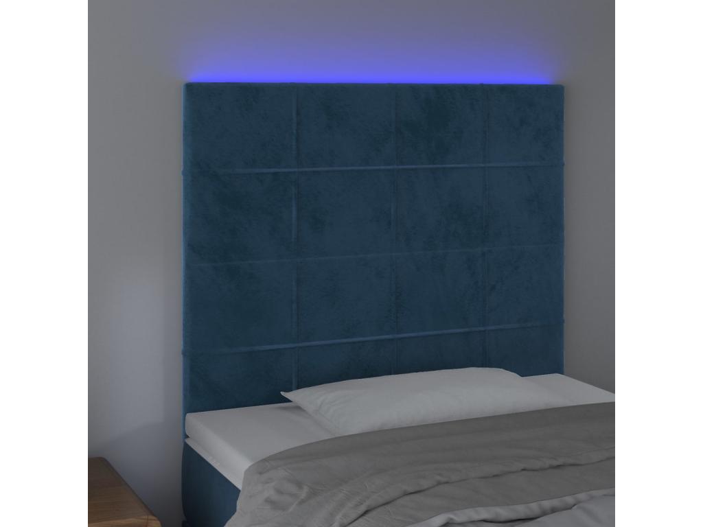 Tête de lit à LED Bleu foncé 100x5x118/128 cm Velours XHEZ99874
