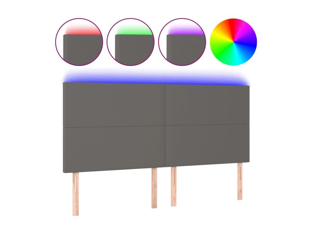 Tête de lit à LED Gris 180x5x118/128 cm Similicuir RFSI37988