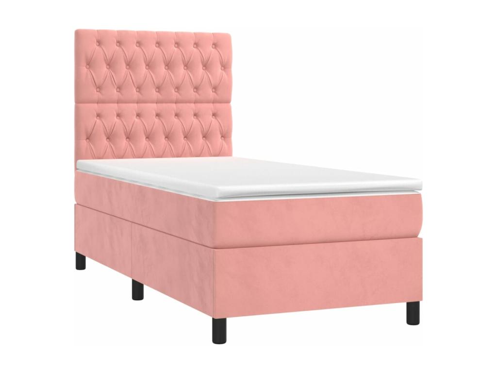 Sommier à Dekonao de lit matelas et LED Rose 100x200 cm Velours HJRH12037
