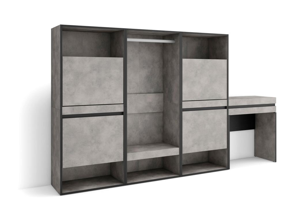 Meuble à Chaussures 250x35x145 cm Chambre à coucher pièce Vestiaire ouverte Coiffeuse Ciment HGRG63442