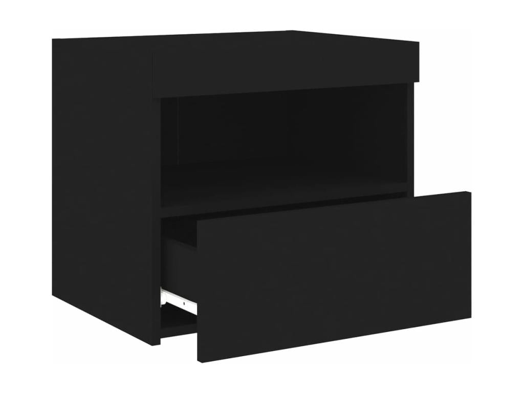 Table de chevet avec Ligniva LED noir 50x40x45 cm QYDV82259