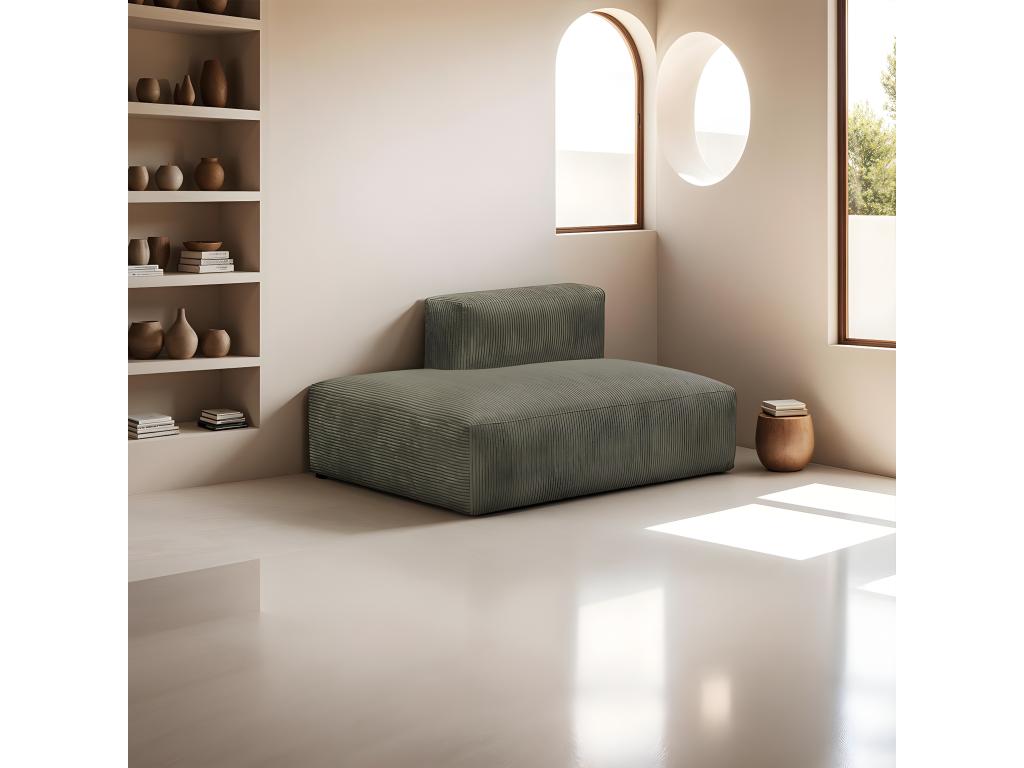 Module d'angle ouvert à gauche 2 places en velours tricoté vert kaki - Dekonao LXRM68488