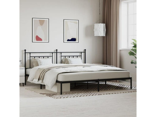 Cadre de lit métal avec tête de lit noir 193x203 QCQL65093