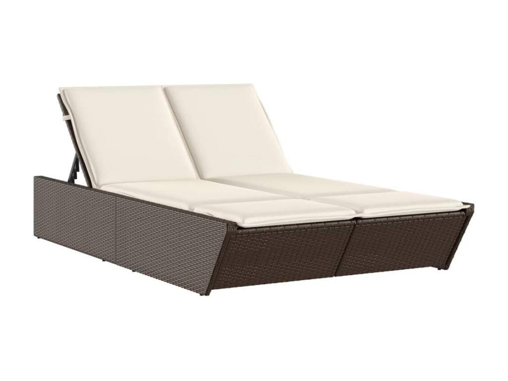 Chaise longue double avec coussins marron résine tressée MJCW78478