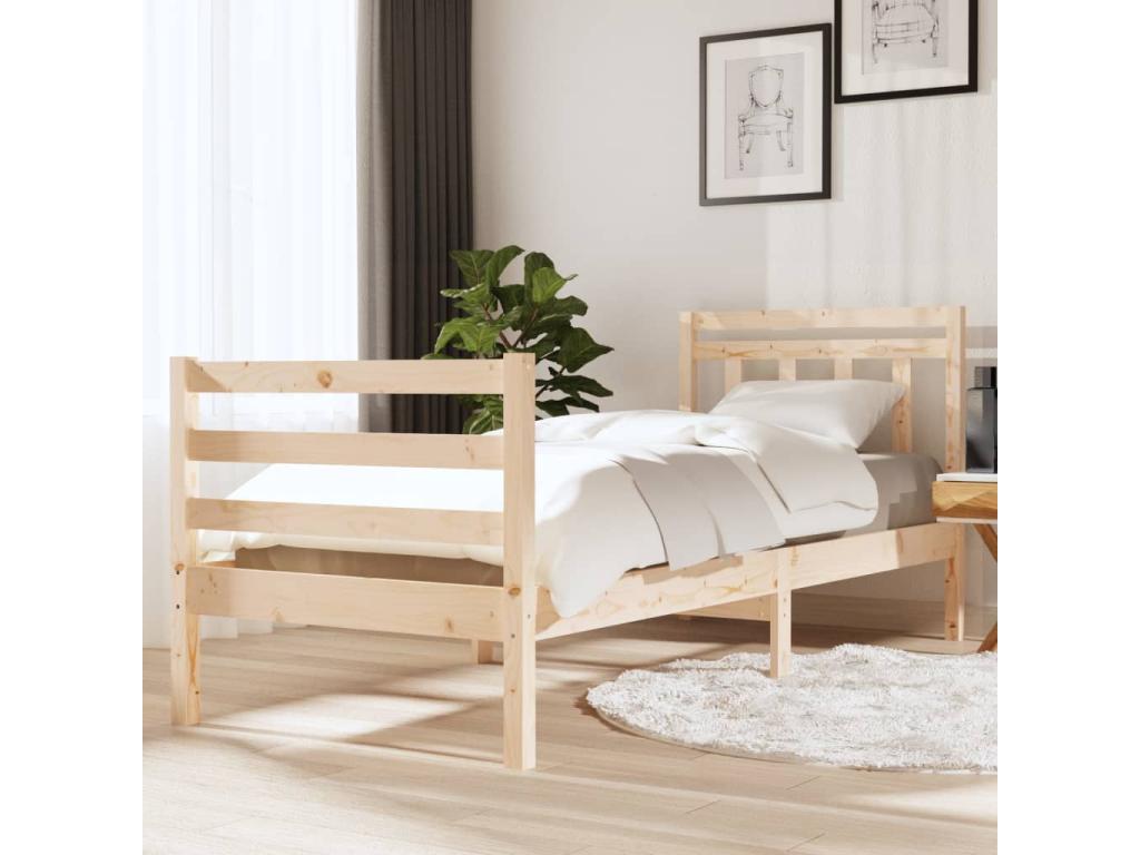 Cadre de lit sans matelas bois massif XPBE77473