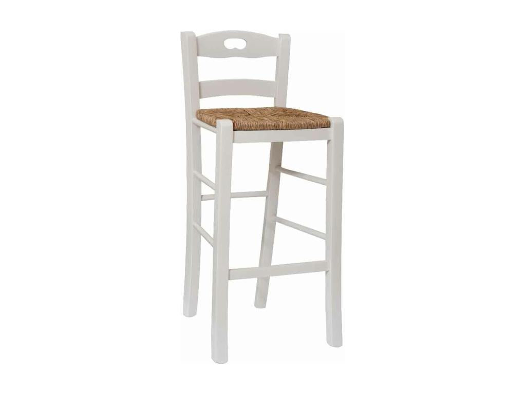 Tabouret snack blanc avec dossier hauteur 67 cm avec anse assise paille TCRJ82980