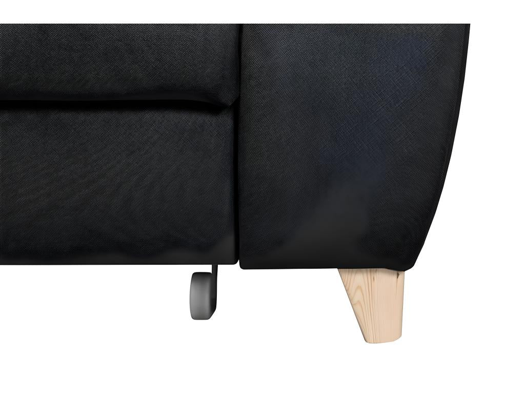 Canapé d'angle convertible en tissu velours luxe 5 places Dekonao noir angle gauche YNXU43959