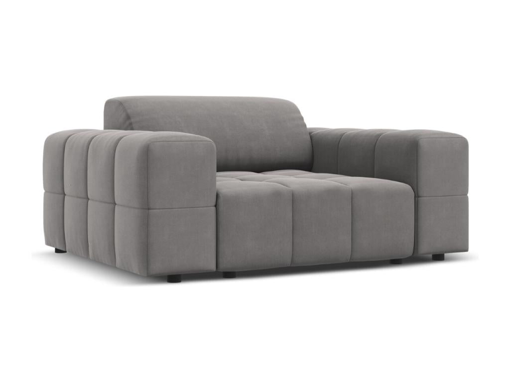Dekonao - Fauteuil Dekonao en velours gris clair - 124x102x70cm QMQA51325