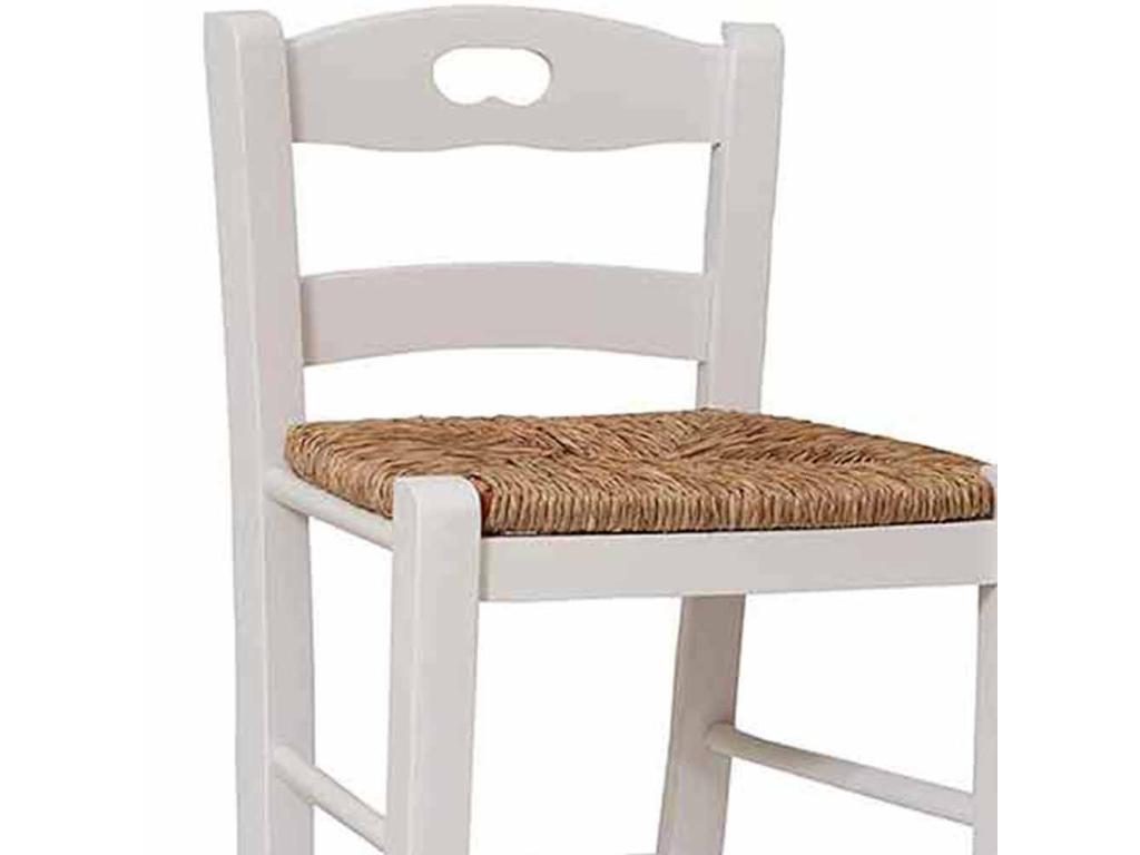 Tabouret snack blanc avec dossier hauteur 67 cm avec anse assise paille TCRJ82980