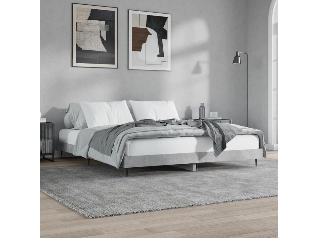 Cadre de lit sans matelas gris béton 160x200 cm QKEO99176