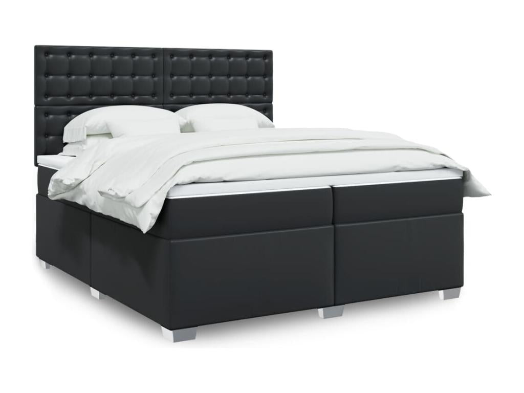 Sommier à Dekonao de lit avec matelas Noir 200x200 cm Similicuir JPFX26893