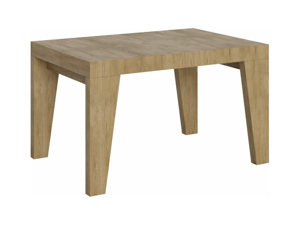 Table à manger extensible en bois Ligniva-Couleur Naturelle-Pied et support sur Ligniva-2 rallonges fines-Largeur extensible 120 à 224cm KZRK52697