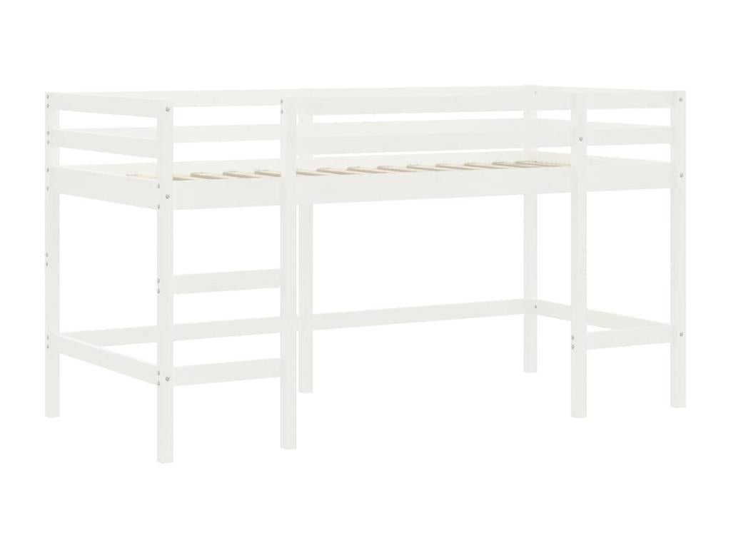 Lit mezzanine enfant échelle blanc 80x200 cm bois pin massif IGPV31454