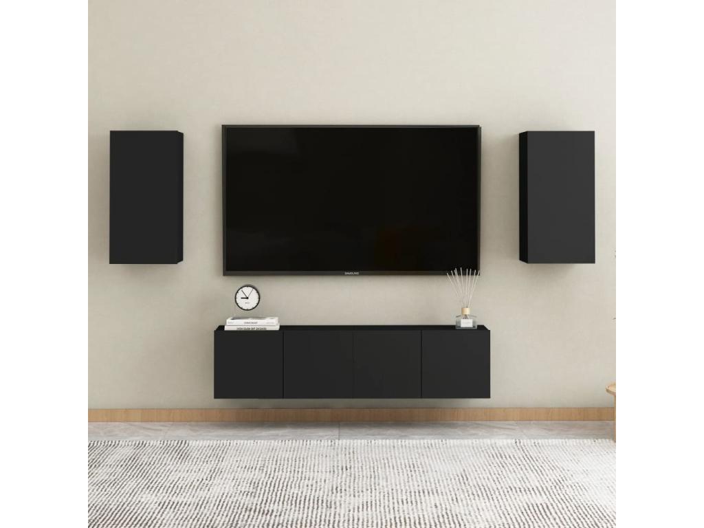 Ensemble de meubles TV 4 pcs Noir Bois d'ingénierie FHFZ13512