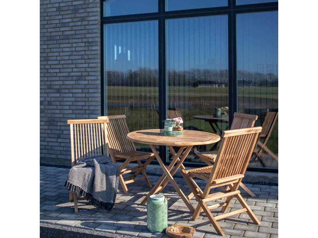 Dekonao - Table à manger de jardin 100cm en teck ZTGO92642