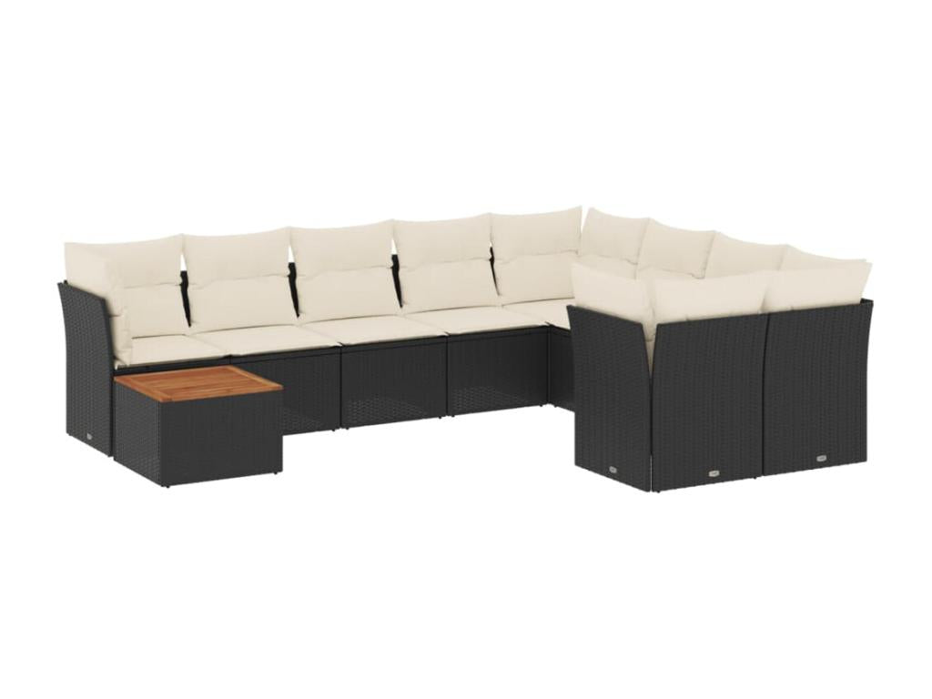 Salon de jardin 10 pcs avec coussins noir résine tressée LKPB84327