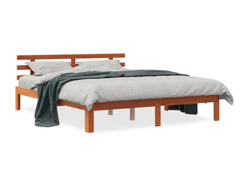 Cadre de lit sans matelas cire marron 160x200cm bois pin massif YEYC23446