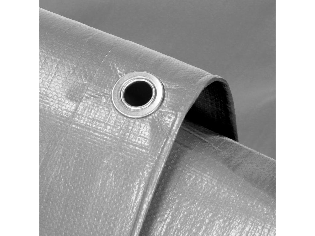 Bâche de couverture étanche protection en PE avec oeillets 6x10 m 180 g/m² gris BFGE91406
