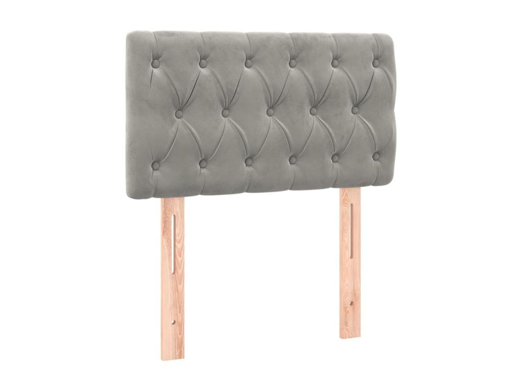 Lit à sommier tapissier et matelas Gris clair 80x200 cm Velours PEXI40530