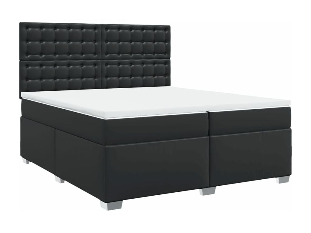 Sommier à Dekonao de lit avec matelas Noir 200x200 cm Similicuir JPFX26893
