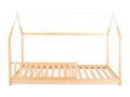 Lit cabane enfant Ligniva bois massif et barrière bois 90x190 cm YDXQ02572