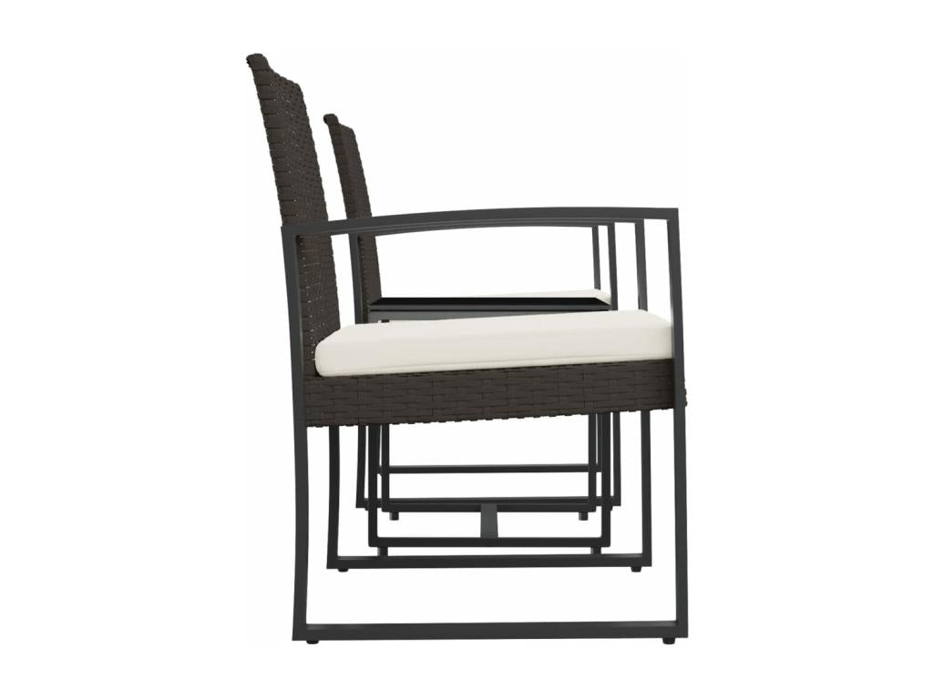 Ensemble à manger de jardin avec coussins 3 pièces marron rotin PP KCLC75548