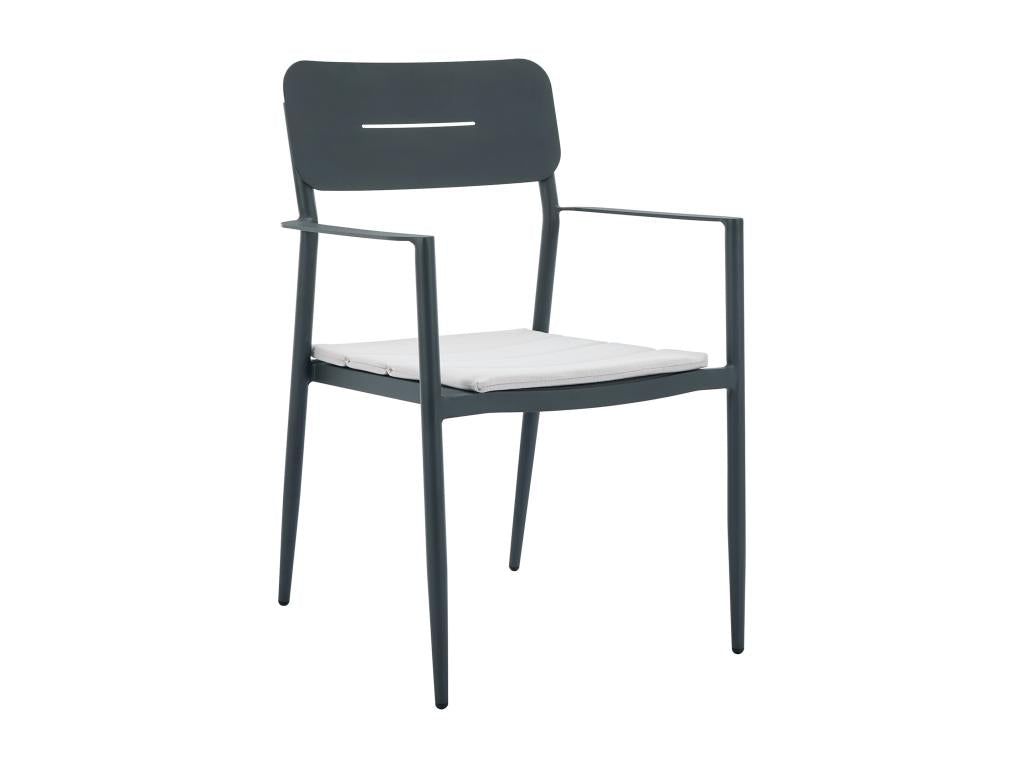 Lot de 2 fauteuils de jardin empilables en aluminium avec coussin blanc - Anthracite - Ligniva YCSO18446