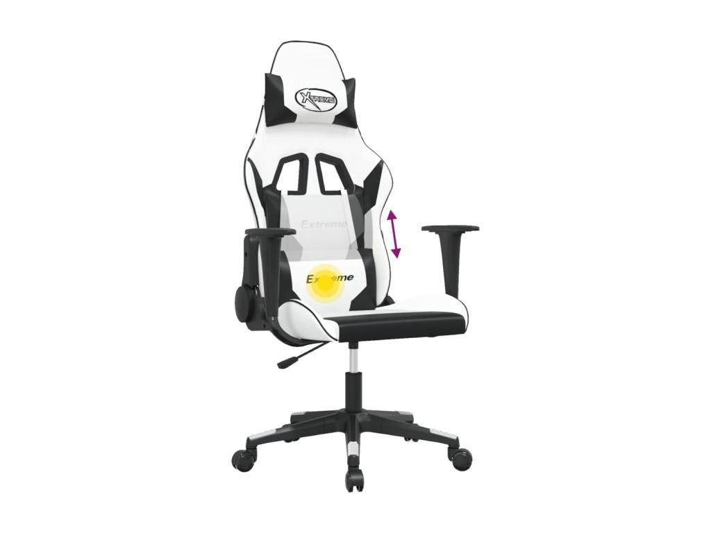 Chaise de jeu de massage Blanc et noir Similicuir PGOW50155