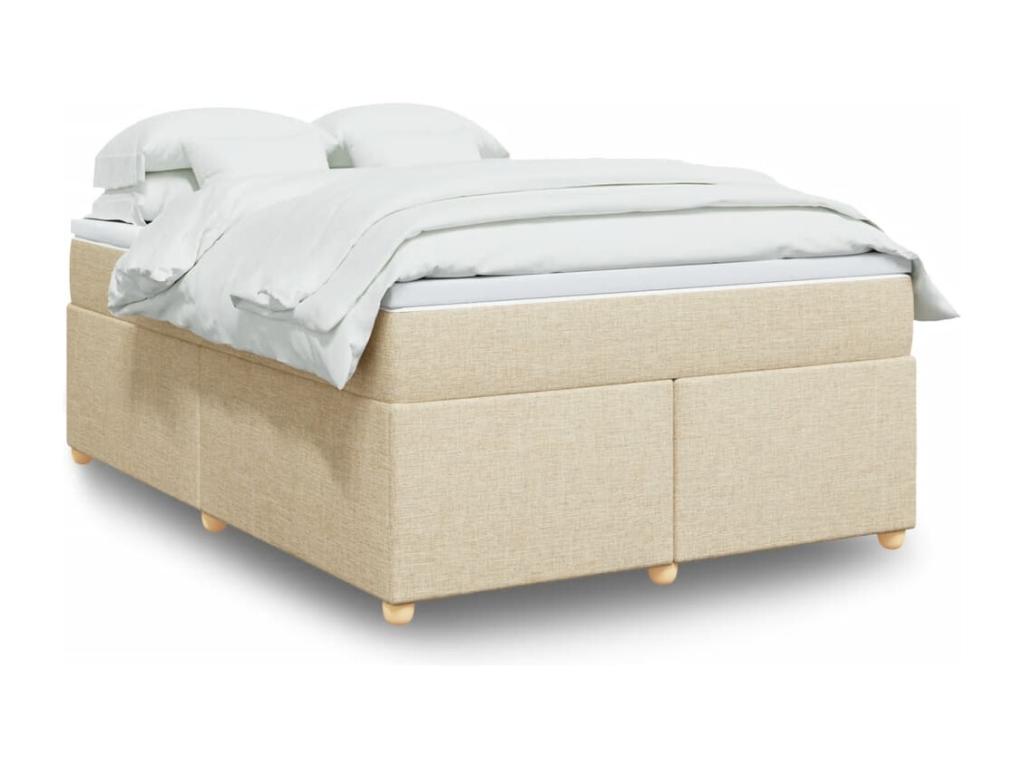Sommier à Dekonao de lit avec matelas Crème 140x190 cm Tissu REUS06805