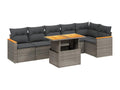 Salon de jardin avec coussins 7 pièces gris résine tressée VDOY95577