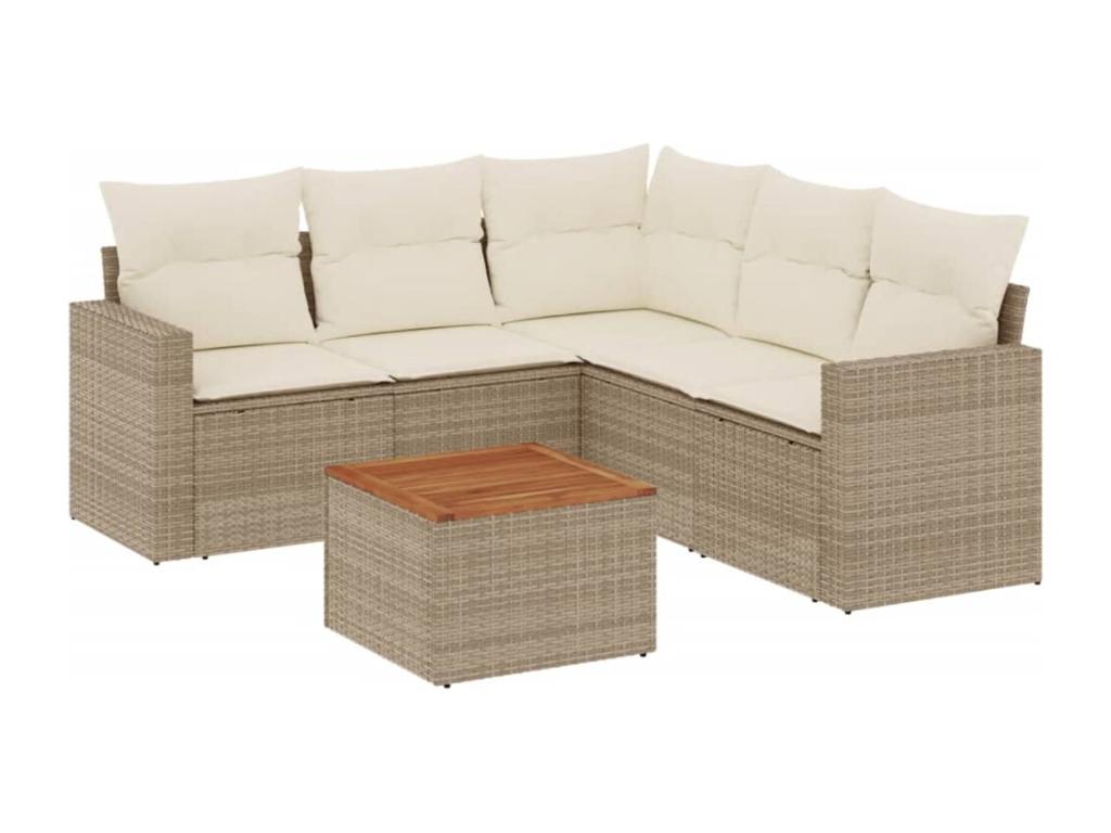 Salon de jardin avec coussins 6 pièces beige résine tressée SGGH11603