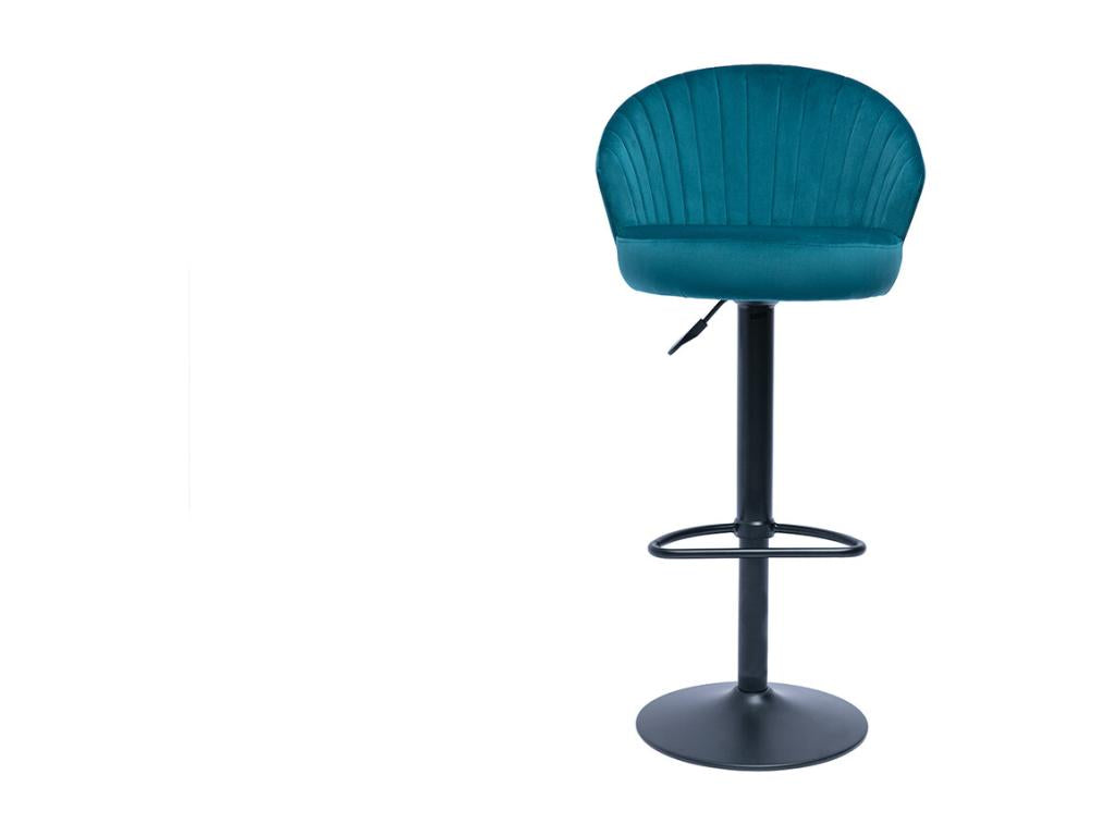 Tabouret de bar design réglable et pivotant en tissu velours gaufré bleu canard Dekonao RXWH97997