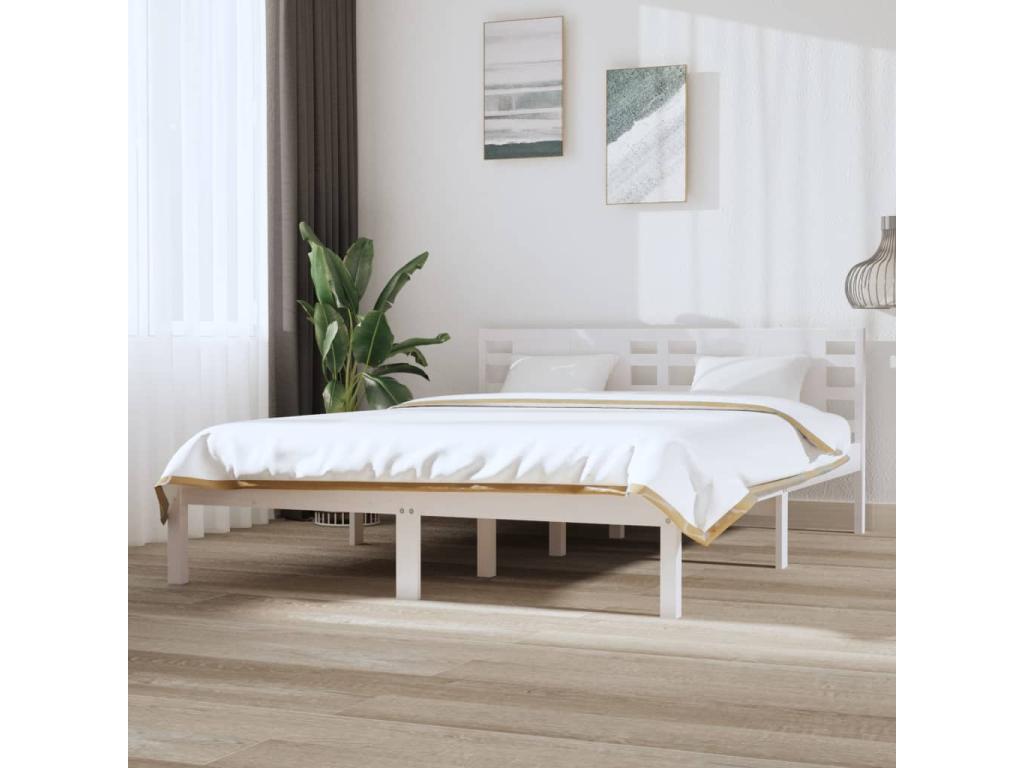Cadre de lit sans matelas blanc 120x200 cm bois de pin massif ZQXL88893